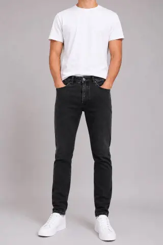Men's Solid Straight Jeans, Gray Color, 244R706