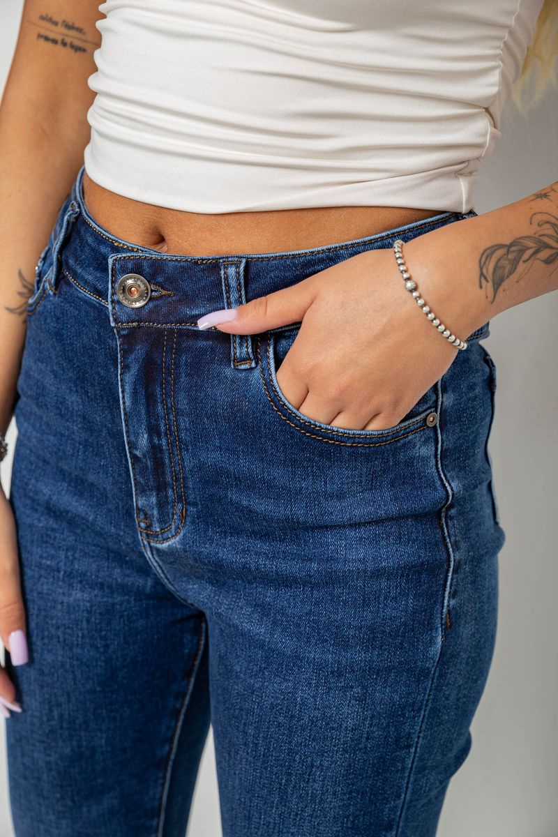 Джинси жіночі однотонні Skinny, колір синій, 244R6672