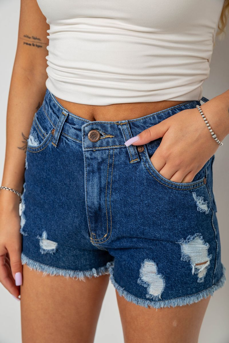 Women's denim shorts, blue color, 244R6000