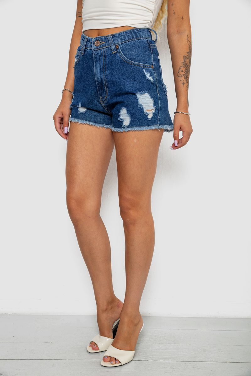 Women's denim shorts, blue color, 244R6000