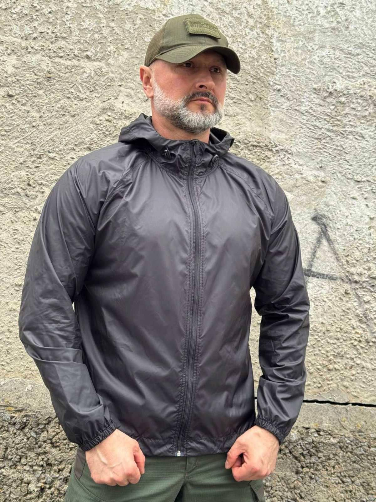 Непромокаємий дощовик - вітрівка Чорна 100% захист від дощу