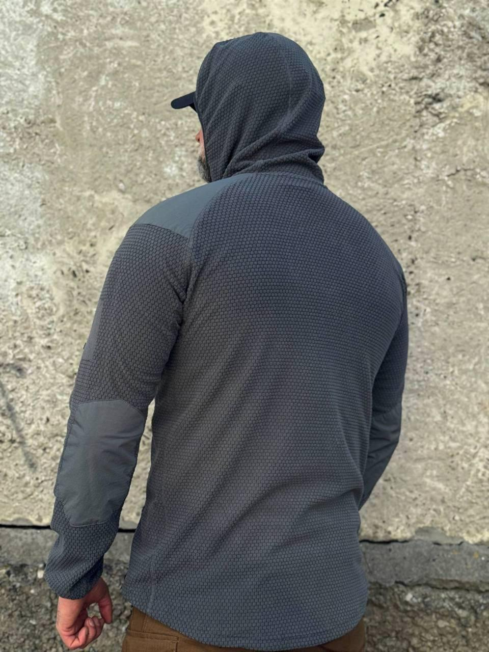 Кофта флісова Han-Wild L3 Grid Fleece Сіра з капюшоном