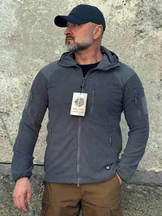 Кофта флісова Han-Wild L3 Grid Fleece Сіра з капюшоном