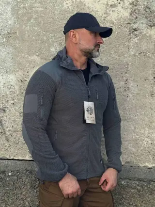Кофта флісова Han-Wild L3 Grid Fleece Сіра з капюшоном