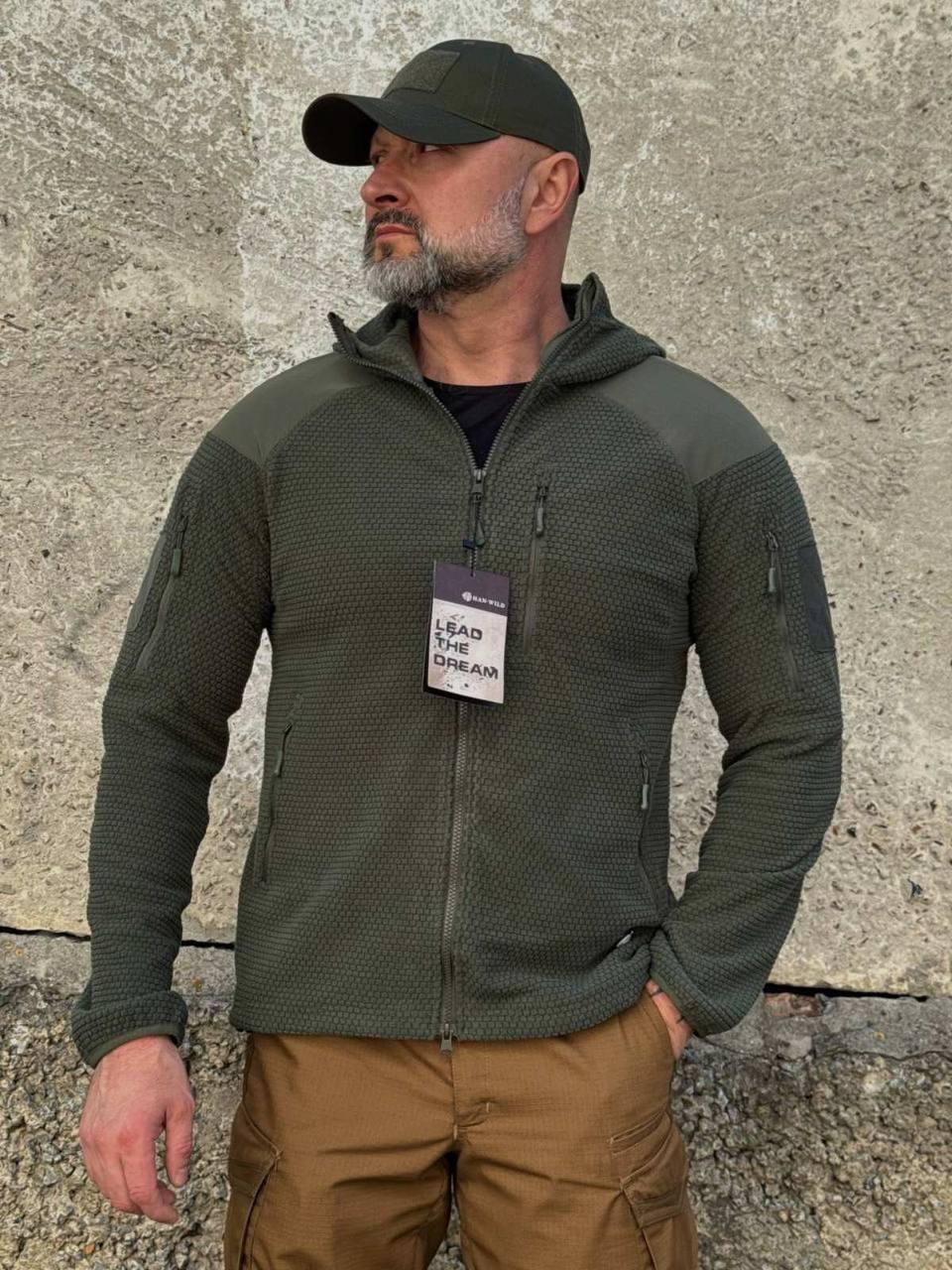 Кофта флісова Han-Wild L3 Grid Fleece Олива з капюшоном