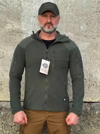 Кофта флісова Han-Wild L3 Grid Fleece Олива з капюшоном
