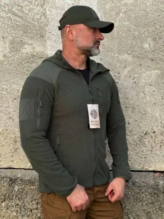 Кофта флісова Han-Wild L3 Grid Fleece Олива з капюшоном