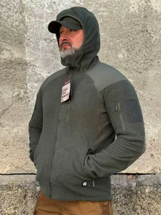 Кофта флісова Han-Wild L3 Grid Fleece Олива з капюшоном