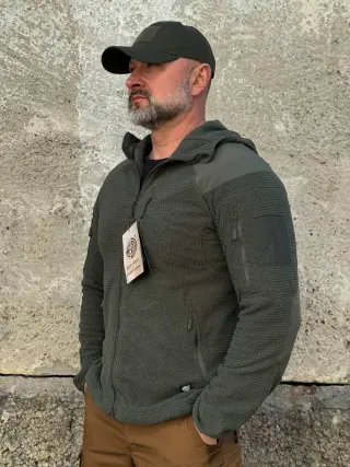 Кофта флісова Han-Wild L3 Grid Fleece Олива з капюшоном