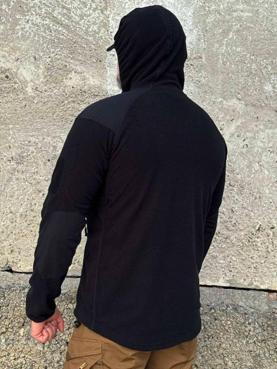 Кофта флісова Han-Wild L3 Grid Fleece Чорна з капюшоном