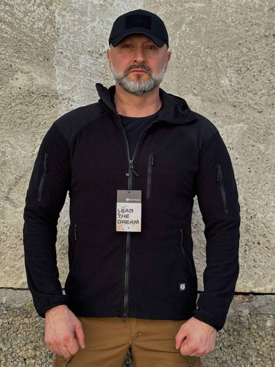 Кофта флісова Han-Wild L3 Grid Fleece Чорна з капюшоном
