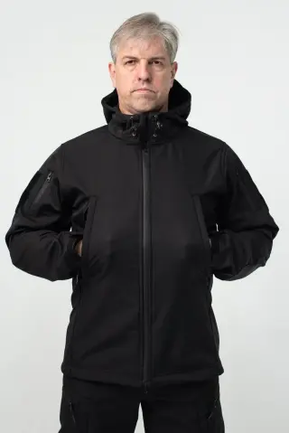 Куртка Soft Shell чорна Military БАТАЛИ
