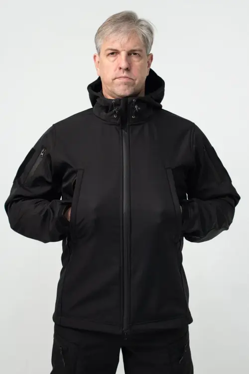 Куртка Soft Shell чорна Military БАТАЛИ