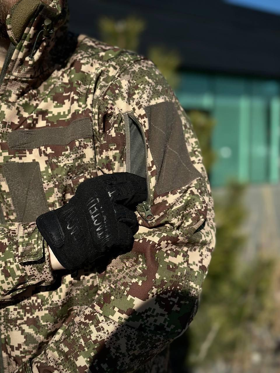 Военная куртка Проклеенная Хищак утепленная на флисе, Soft Shell Military