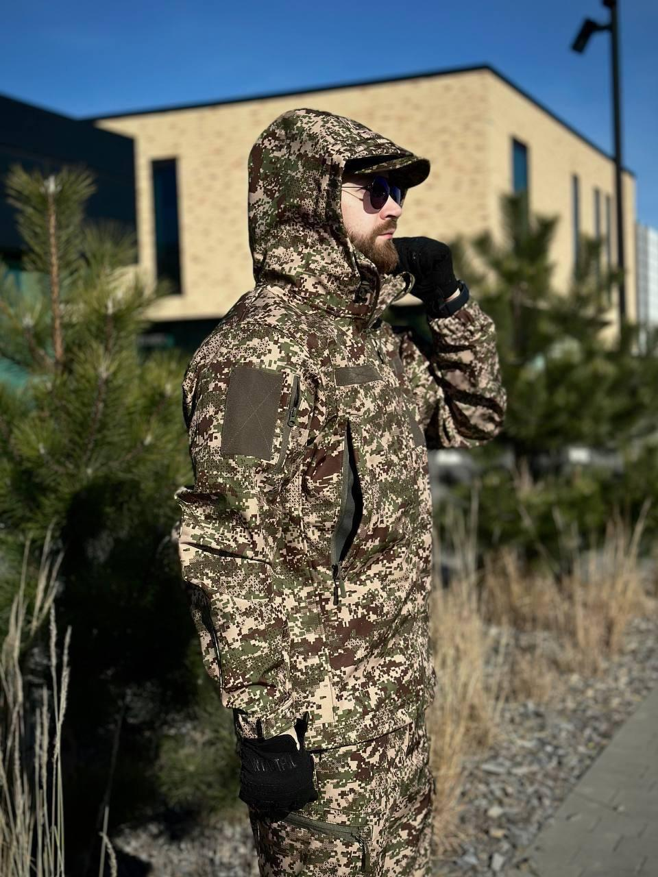 Военная куртка Проклеенная Хищак утепленная на флисе, Soft Shell Military