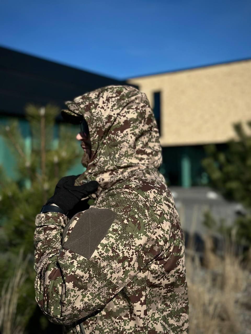 Военная куртка Проклеенная Хищак утепленная на флисе, Soft Shell Military