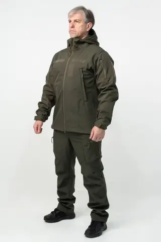Військова куртка Проклеєна Олива утеплена на флісі , Soft Shell Military БАТАЛИ