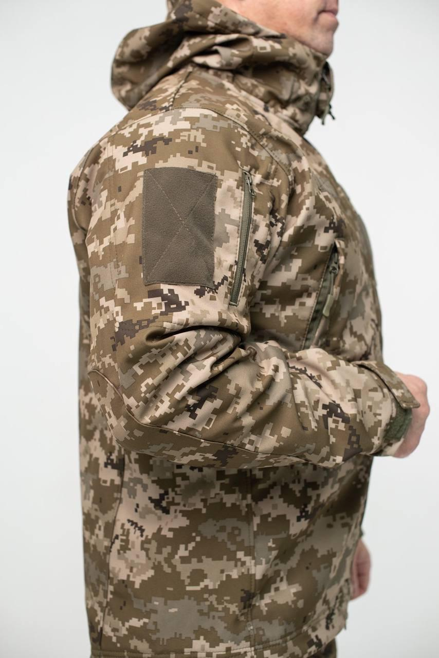 Військова куртка Проклеєна піксель утеплена на флісі , Soft Shell Military БАТАЛИ
