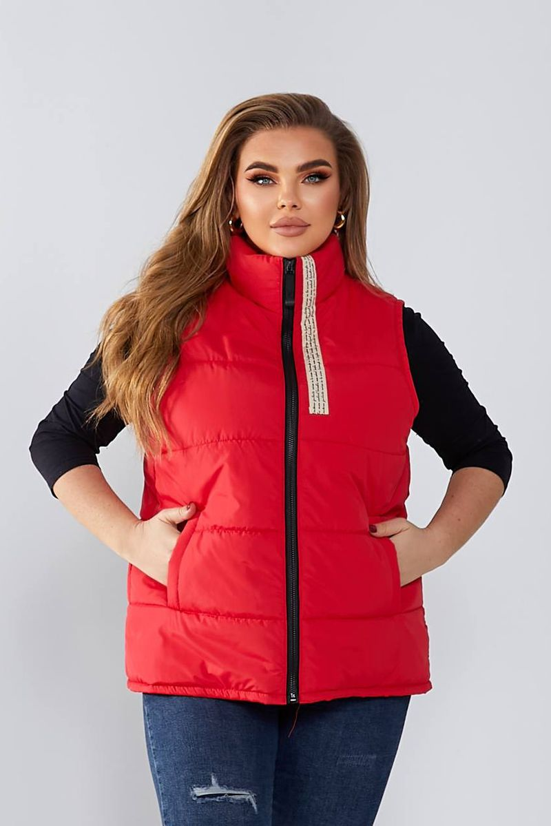 Women's demi-season vest, red color, 257R95-1