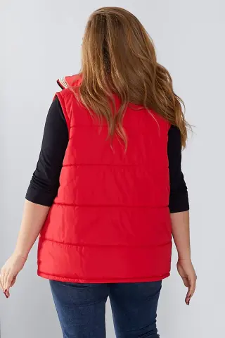 Women's quilted demi-season vest, coral color, 257R95