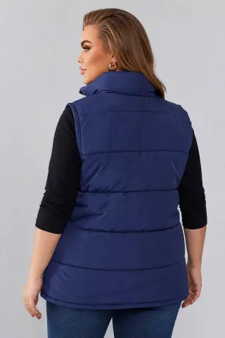 Women's quilted vest, dark blue color, 257R95-1