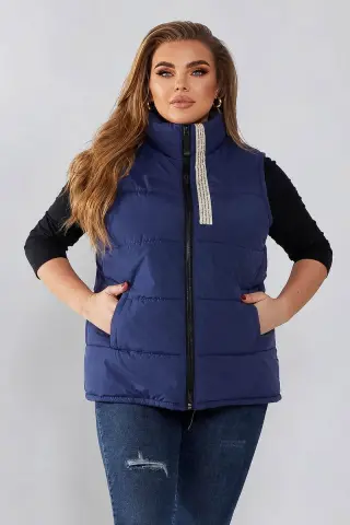 Women's quilted vest, dark blue color, 257R95-1