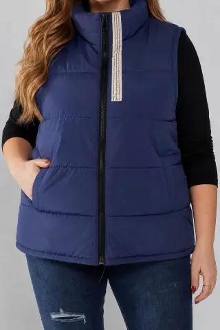 Women's quilted vest, dark blue color, 257R95-1