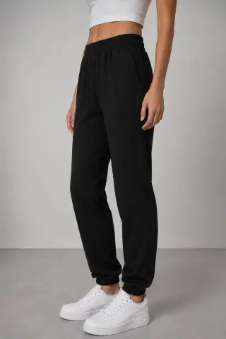 Women's sports jogger pants, black color, 257R2015