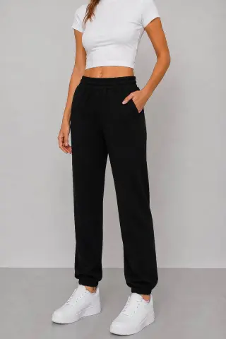 Women's sports jogger pants, black color, 257R2015