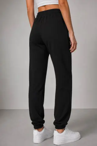 Women's sports jogger pants, black color, 257R2015
