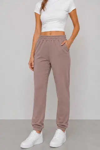 Women's sports joggers, powder color, 257R2015