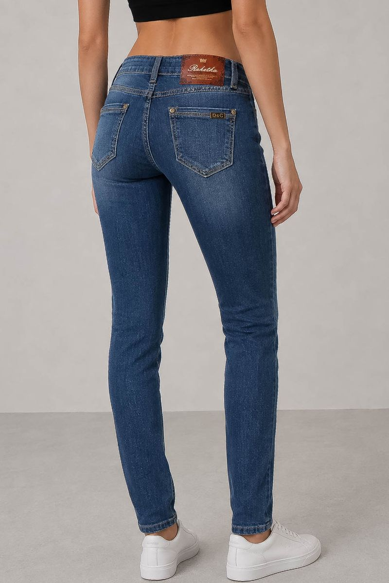 Джинси жіночі однотонні Slim fit, колір синій, 244RA601