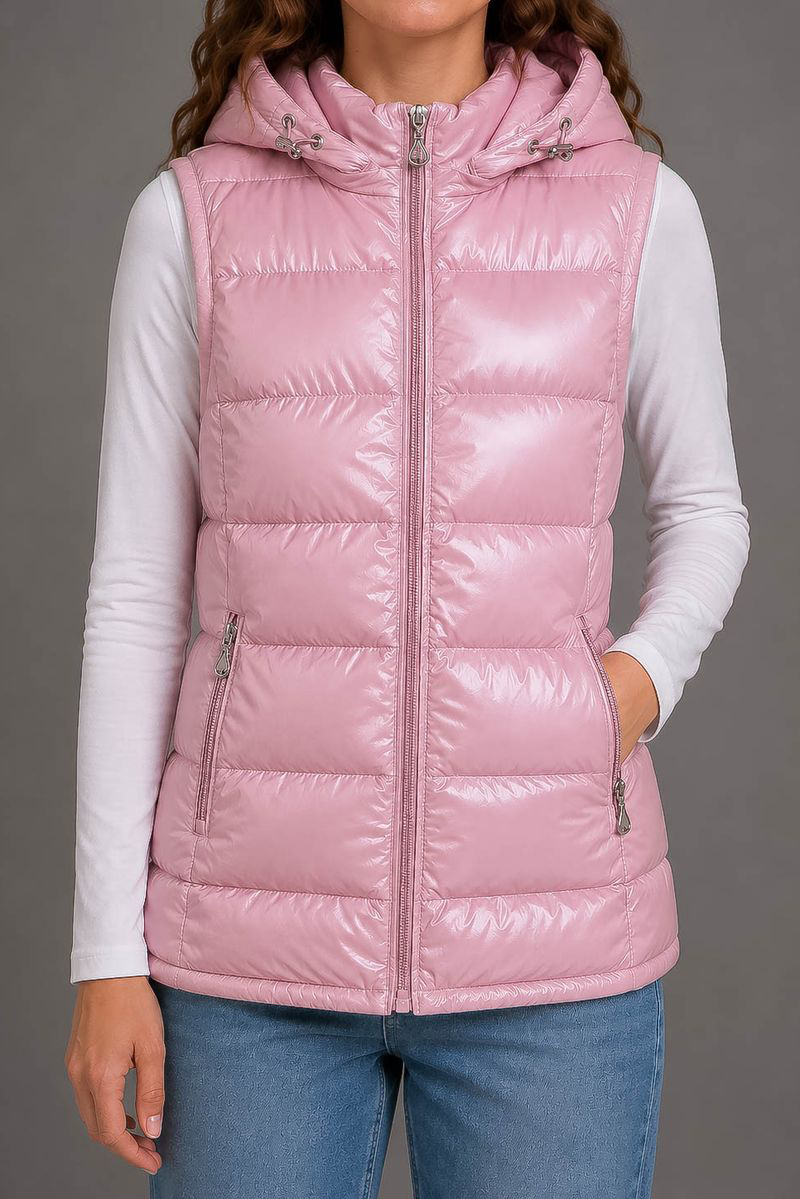 Women's solid pink vest, 244R24-37