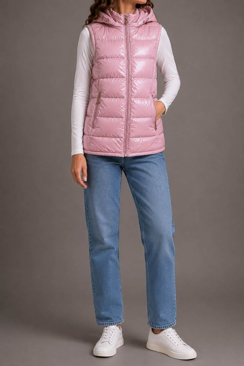 Women's solid pink vest, 244R24-37