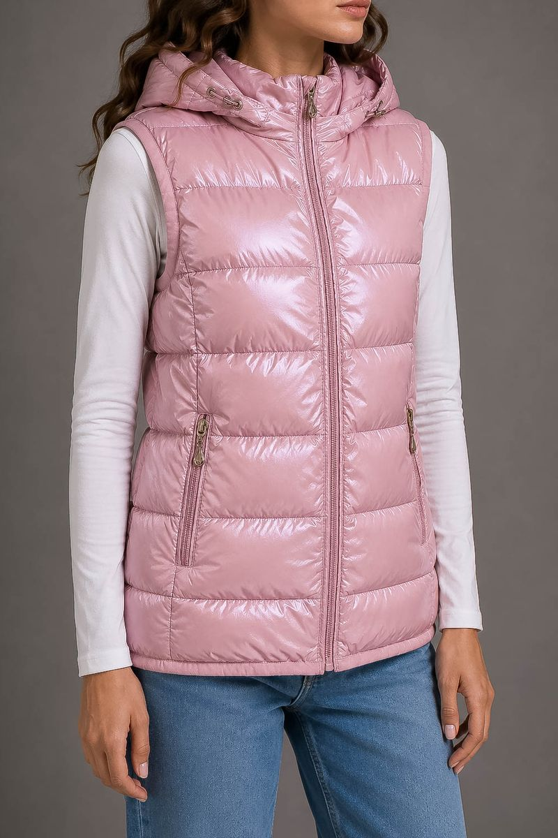 Women's solid pink vest, 244R24-37