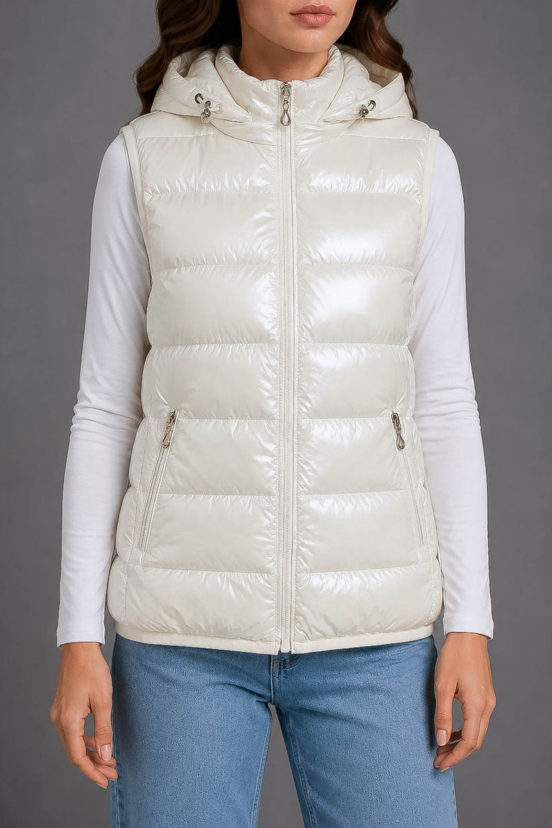 Women's solid vest, milk color, 244R24-37
