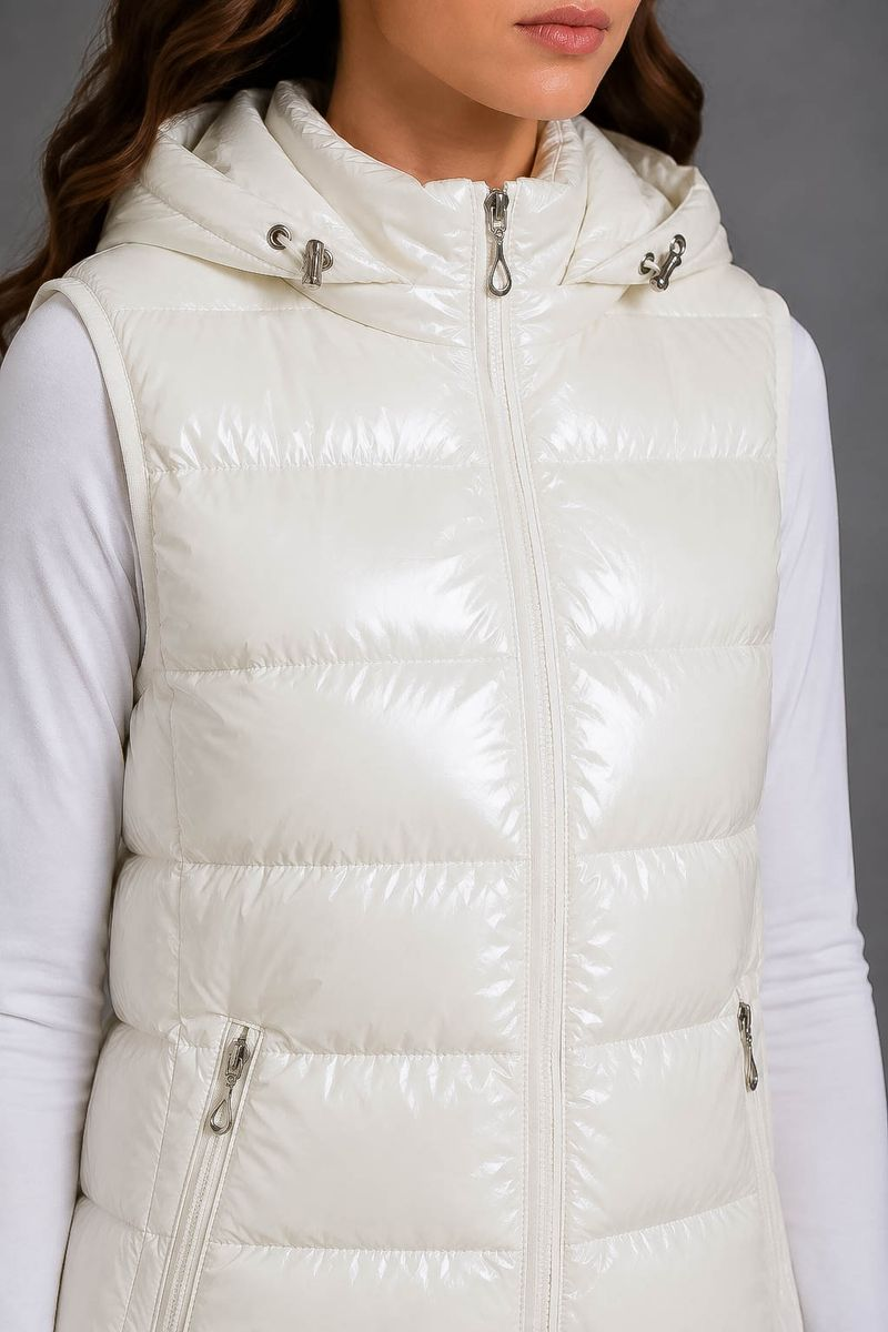 Women's solid vest, milk color, 244R24-37
