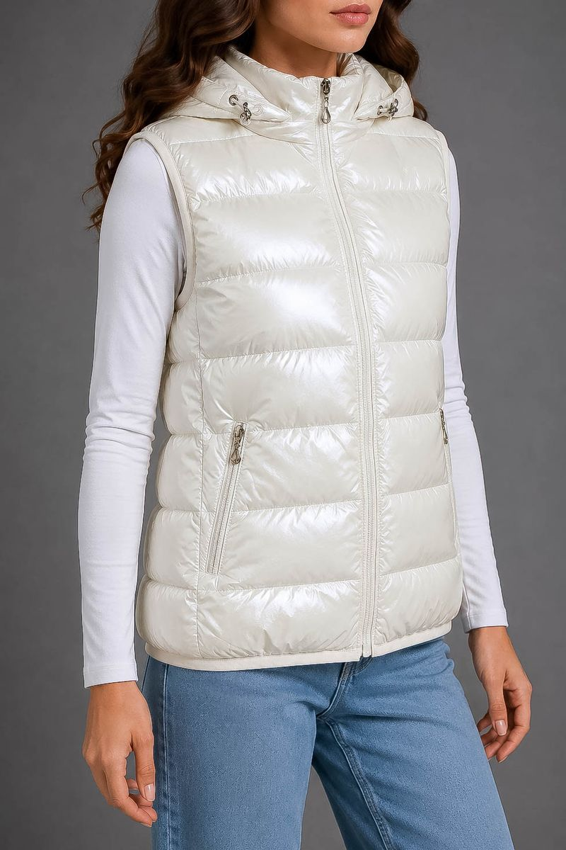 Women's solid vest, milk color, 244R24-37