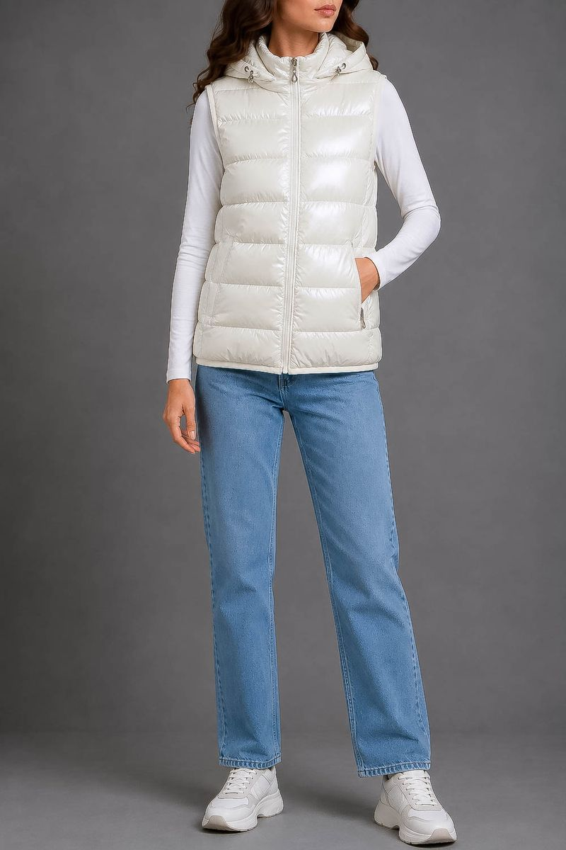 Women's solid vest, milk color, 244R24-37