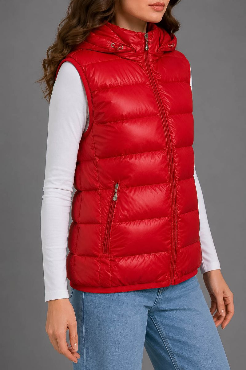 Women's solid-colored vest, red color, 244R24-37