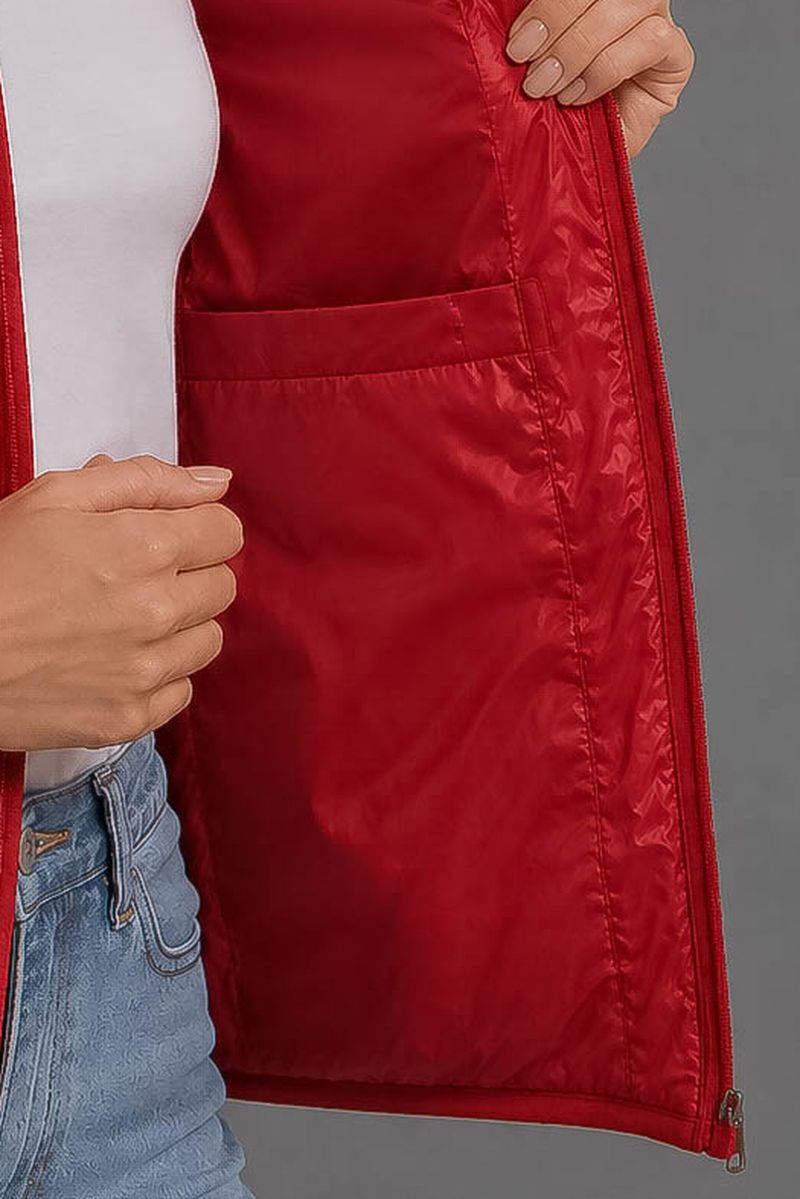 Women's solid-colored vest, red color, 244R24-37