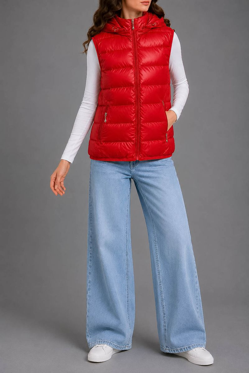 Women's solid-colored vest, red color, 244R24-37