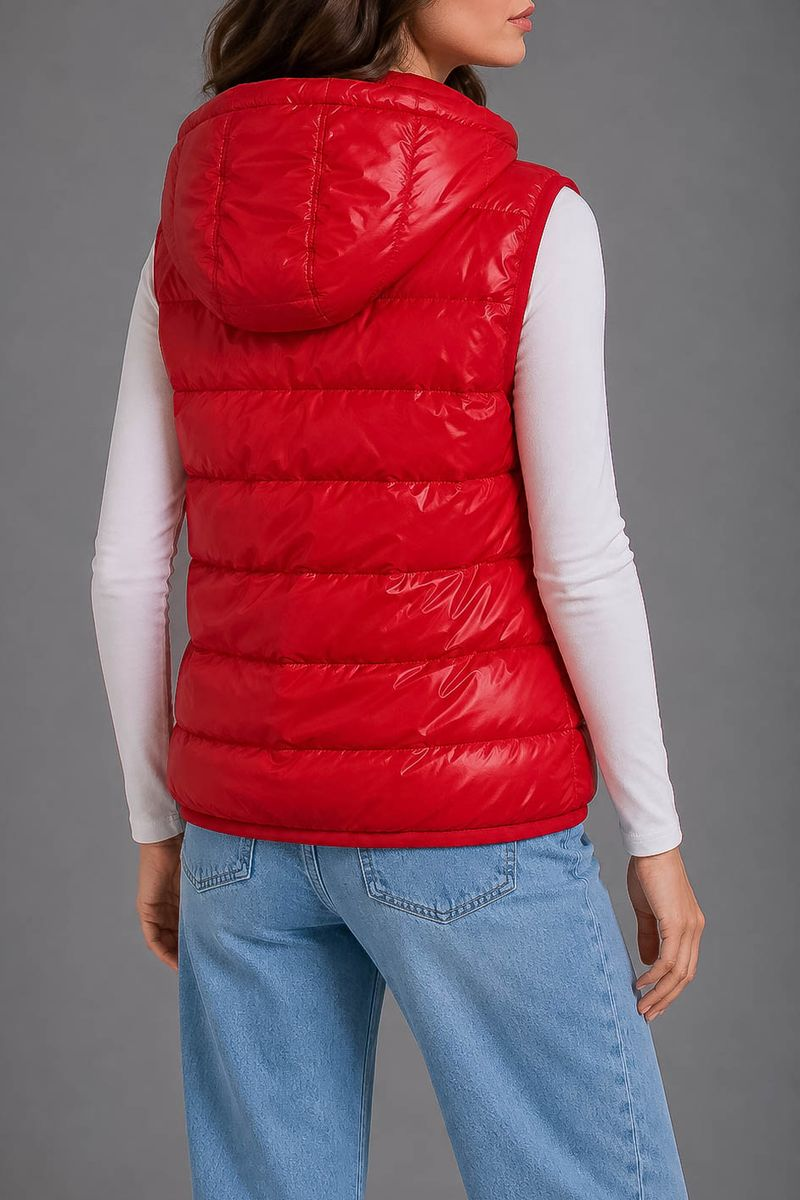 Women's solid-colored vest, red color, 244R24-37