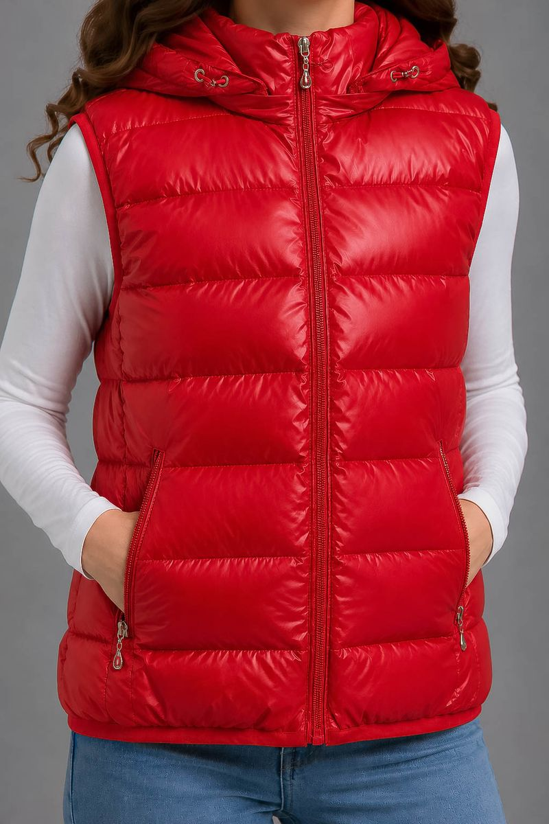 Women's solid-colored vest, red color, 244R24-37