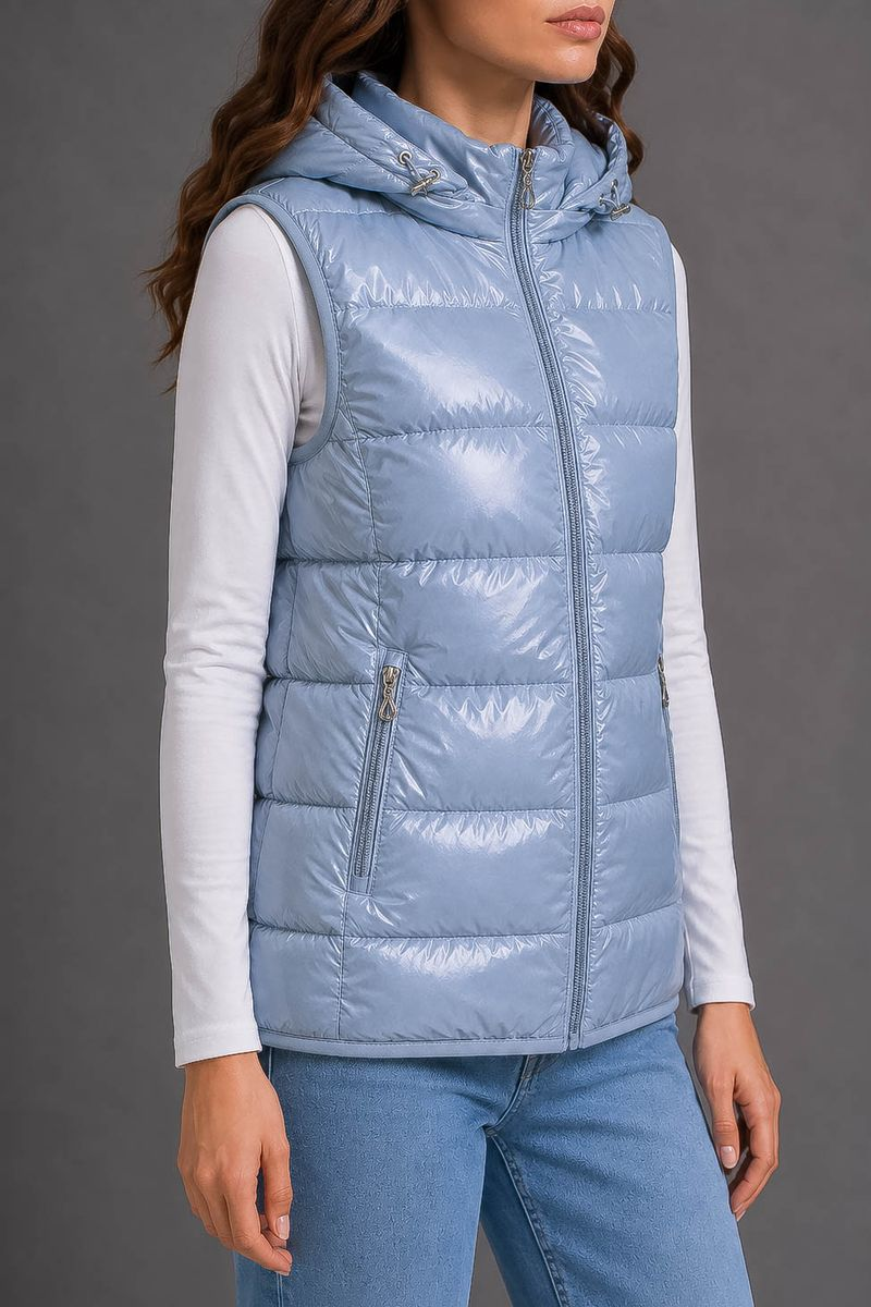 Women's solid color vest, light blue color, 244R24-37