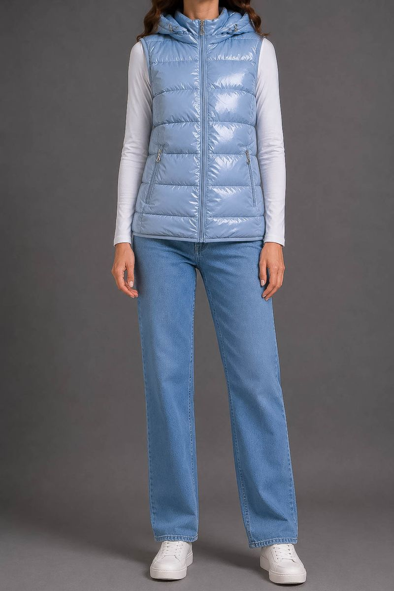 Women's solid color vest, light blue color, 244R24-37