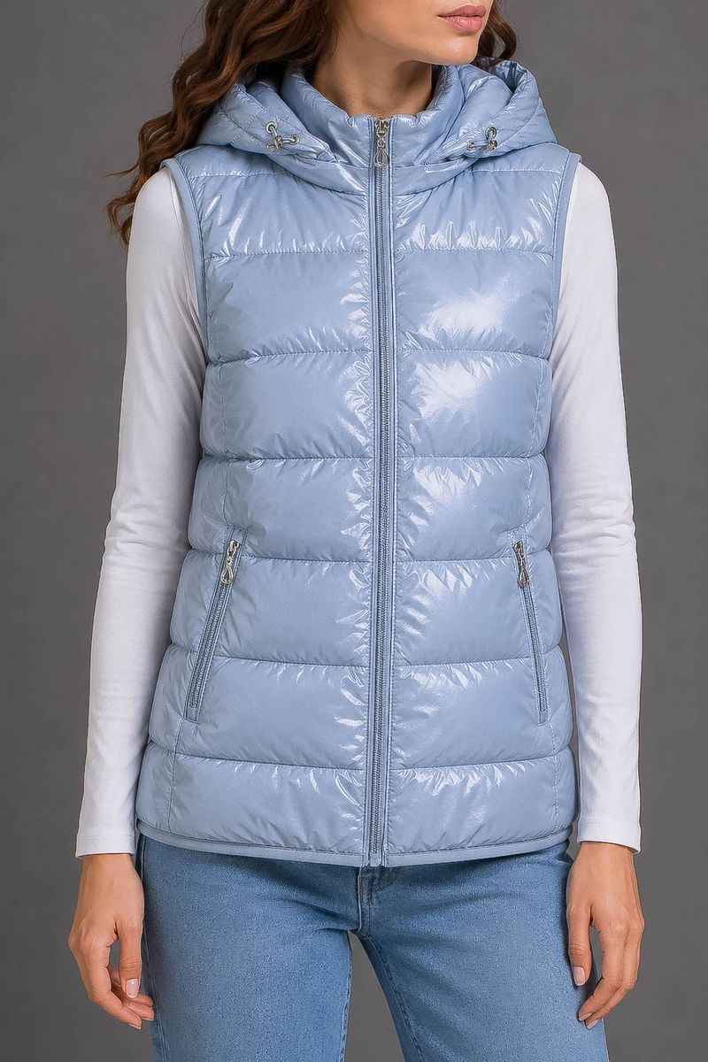 Women's solid color vest, light blue color, 244R24-37