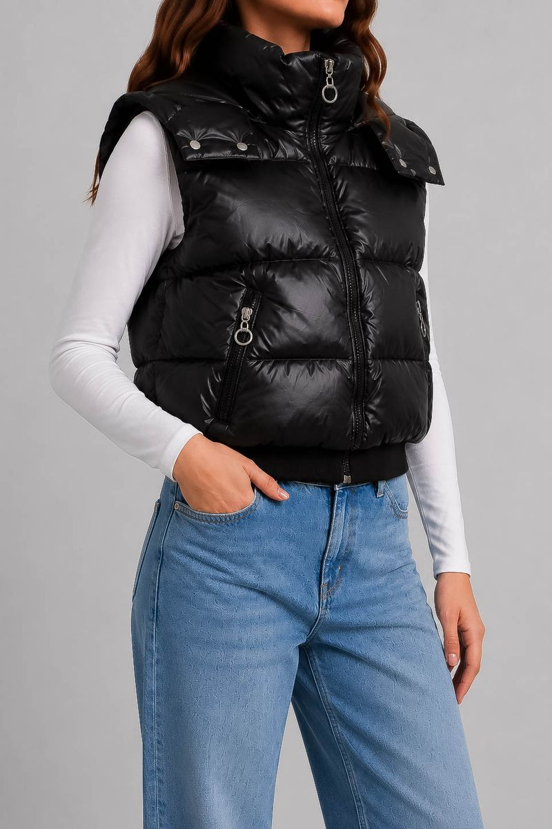 Women's solid-color vest, black, 244R24-28