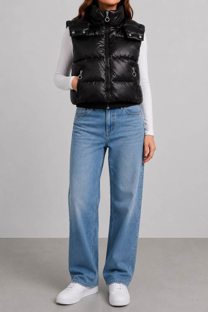 Women's solid-color vest, black, 244R24-28
