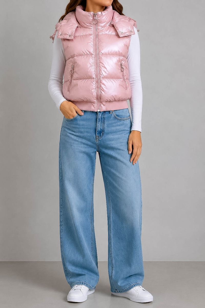 Women's solid pink vest, 244R24-28